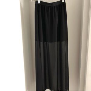 H&M DIVIDED Basic Black Sheer Maxi Skirt with Side Slits